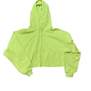 Fabletics Lime Green Yellow Cropped Hoodie Sweatshirt Large‎